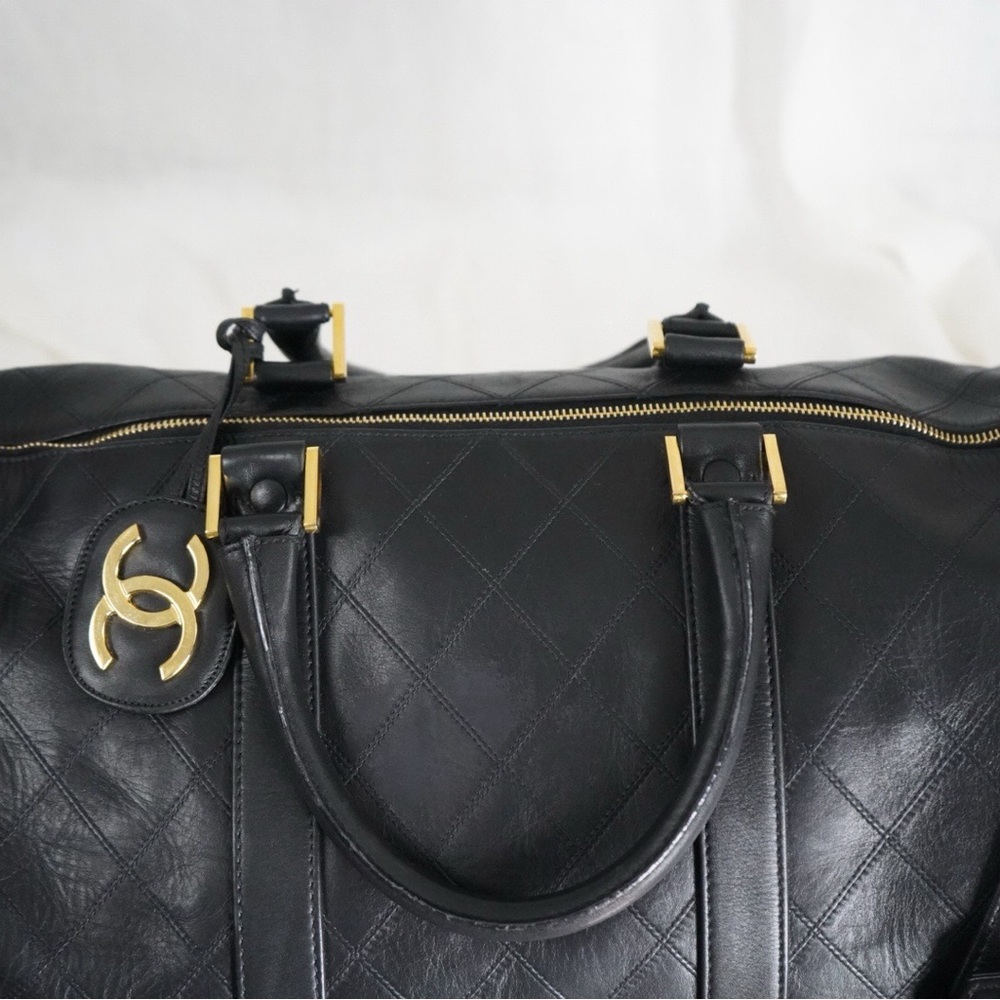Chanel Black Quilted Lambskin Boston Duffle Bag - Picture 4 of 13